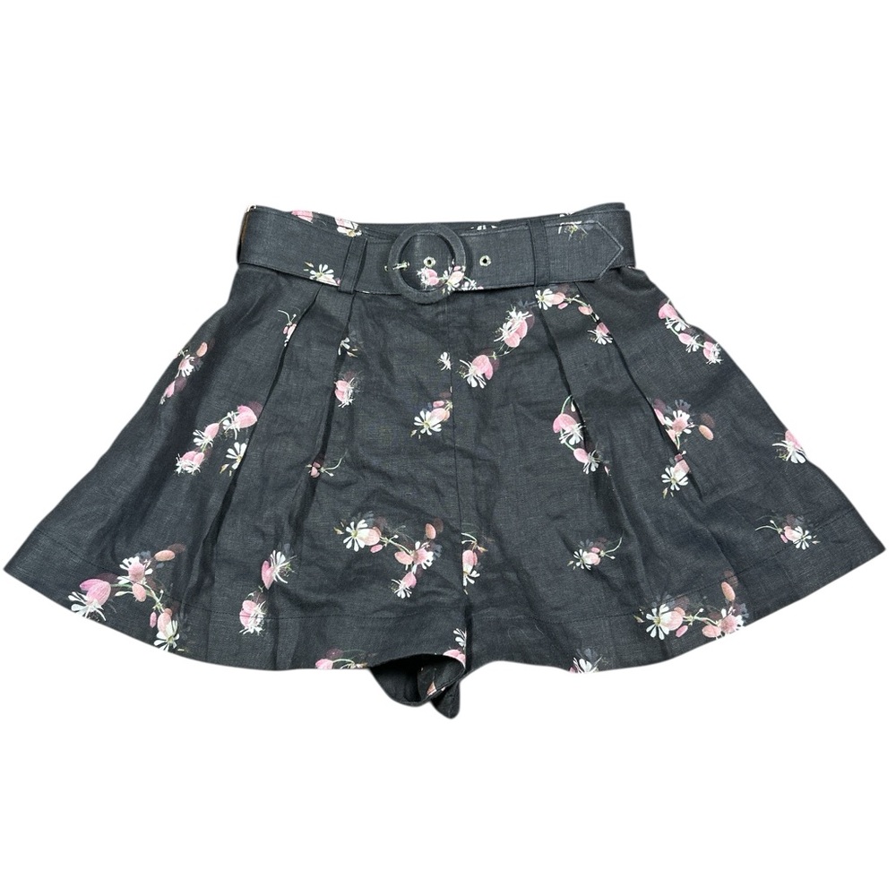 Zimmermann Women's Black Floral Belted Shorts